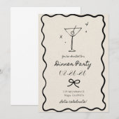 Elegant Cream Party Dinner Invitation Kaart (Voorkant / Achterkant)