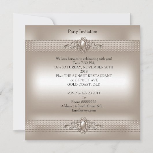 Elegant Cream Pearl 40e verjaardag Kaart (Achterkant)