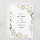 Elegant Cream Peony Rose Garden Bridal Shower Kaart (Voorkant)