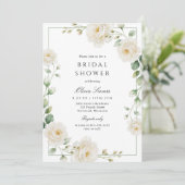 Elegant Cream Peony Rose Garden Bridal Shower Kaart (Staand voorkant)