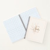 Elegant Cream Personalized Script Monogram Floral Notitieboek (Binnen)