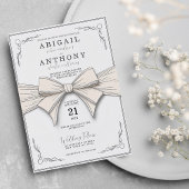 Elegant Cream Ribbon &  Bloemen Huwelijk Kaart