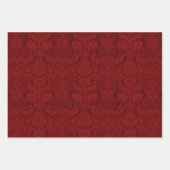 Elegant Cream, Rood & Blauw  Victoriaans Damask Inpakpapier Vel (Voorkant)