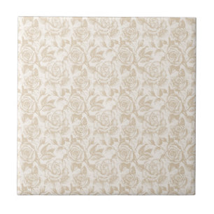 Elegant Cream Roos Bloemen Tegeltje