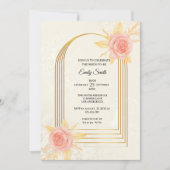 Elegant Cream Roses Golden  Luxury  Bridal Shower Kaart (Voorkant)