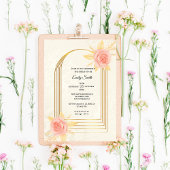 Elegant Cream Roses Golden  Luxury  Bridal Shower Kaart