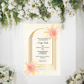 Elegant Cream Roses Golden  Luxury  Bridal Shower Kaart