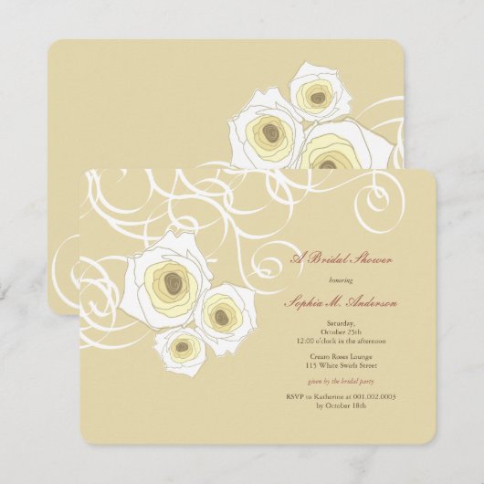 Elegant Cream Rozen & Swirls Vrijgezellenfeest Inv Kaart (Voorkant / Achterkant)