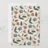Elegant Cream Rustic Wildflower Sketch Wedding  Kaart (Achterkant)