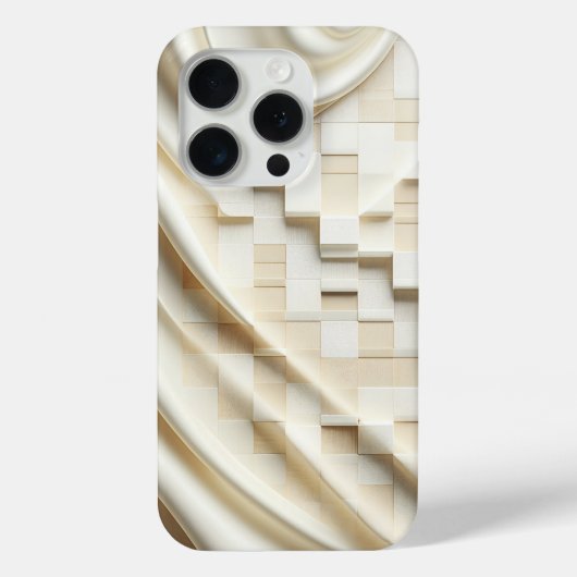 Elegant Cream Satin Drapery & 3D Cube Phone Case (Achterkant)