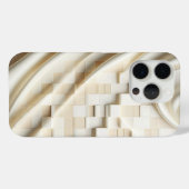 Elegant Cream Satin Drapery & 3D Cube Phone Case (Achterkant (horizontaal))