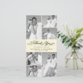 Elegant Cream Scalloped Band 6 Photo Chic Wedding Bedankkaart (Staand voorkant)