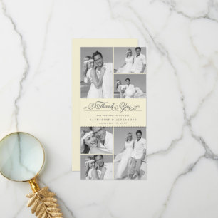 Elegant Cream Scalloped Band 6 Photo Chic Wedding Bedankkaart
