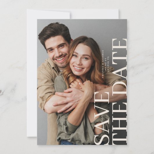 Elegant Cream Script 2 Fotobruiloft Save The Date (Voorkant)