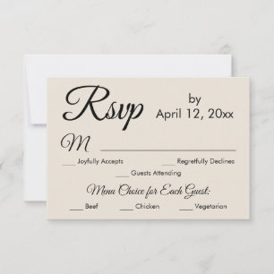Elegant Cream Script Menu Keuze Bruiloft RSVP
