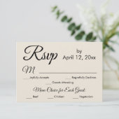 Elegant Cream Script Menu Keuze Bruiloft RSVP (Staand voorkant)