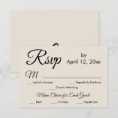 Elegant Cream Script Menu Keuze Bruiloft RSVP (Voorkant / Achterkant)