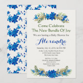Elegant Cream Shells Blue Boy Floral Baby shower (Voorkant / Achterkant)