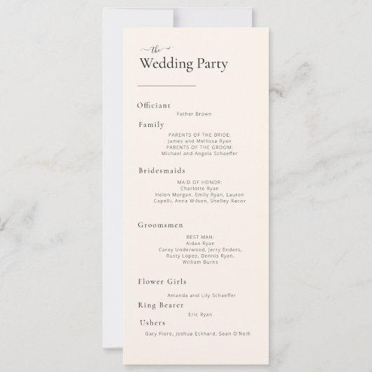 Elegant Cream Simple Ceremense Order (Achterkant)