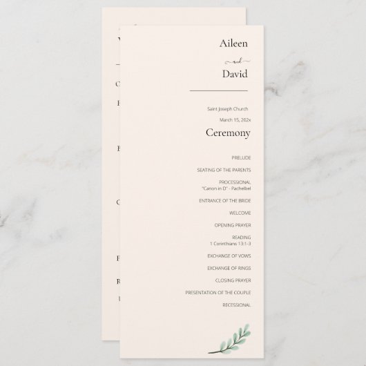 Elegant Cream Simple Ceremense Order (Voorkant / Achterkant)