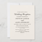 Elegant Cream Simple Moderne Weddenschap Reception Kaart (Voorkant)