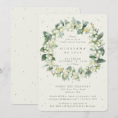 Elegant Cream Snowberry+Eucalyptus Vrijgezellenfee Kaart (Voorkant / Achterkant)