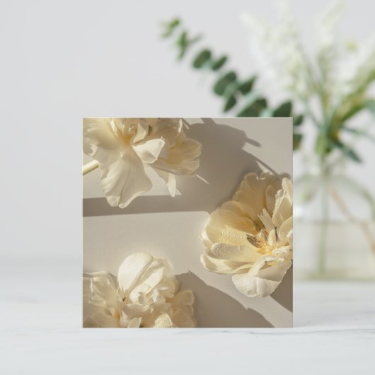Elegant Cream Tulips in warm light,  Bedankkaart (Staand voorkant)