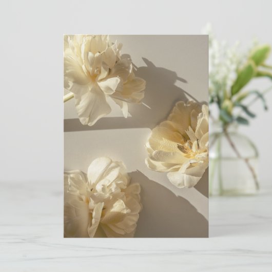 Elegant Cream Tulips in warm light, Bedankkaart (Staand voorkant)