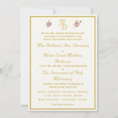Elegant Cream Two Hearts Catholic Wedding Kaart (Voorkant)