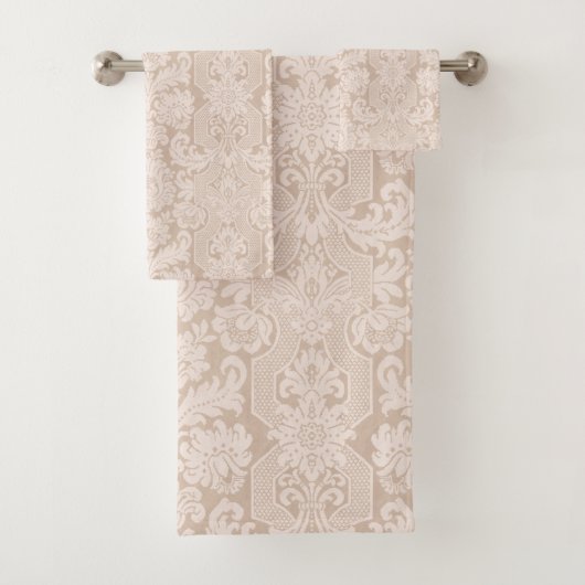 Elegant  Cream Victoriaans Damask Bad Handdoek (Insitu)