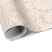 Elegant  Cream Victoriaans Damask Cadeaupapier (Rol Hoek)