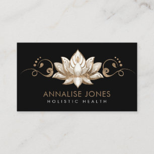Elegant Cream Waterverf Lotus - gouden versiering Visitekaartje