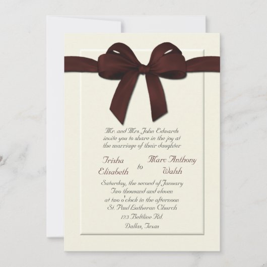 Elegant Cream Wedding Invitation Kaart (Voorkant)
