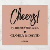 Elegant Cream Wedding Mousserende Wijn Label Sparkling Wijnetiket (Enkel label)