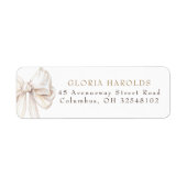 Elegant Cream White Bow Bridal Shower Etiket (Voorkant)