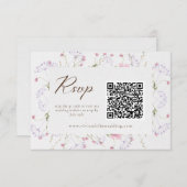 Elegant Cream Wildflower QR Code RSVP-kaart Informatiekaartje (Voorkant / Achterkant)