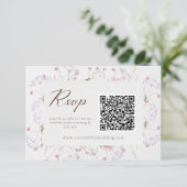 Elegant Cream Wildflower QR Code RSVP-kaart Informatiekaartje (Staand voorkant)
