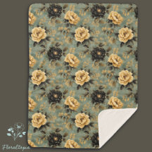 Elegant  Cream & Zwart Roos Bloemenpatroon