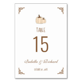 Elegant Creamy Pumpkins Fall Wedding Table Kaart