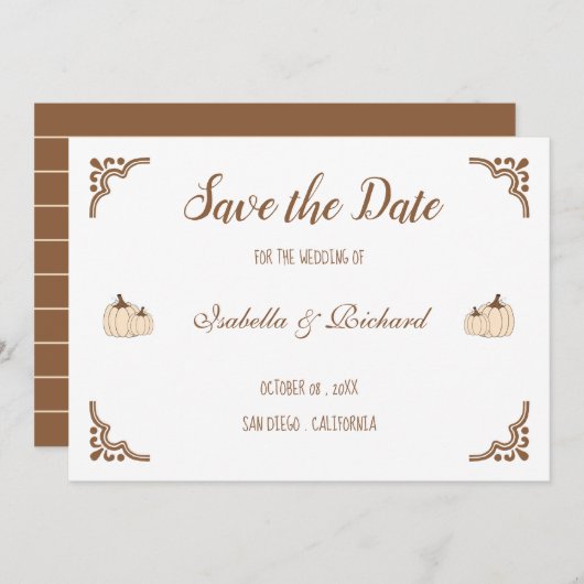Elegant Creamy Pumpkins Flat Save the Date Kaart (Voorkant / Achterkant)