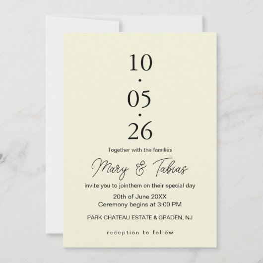 Elegant Creamy White Minimalist Wedding Kaart (Voorkant)