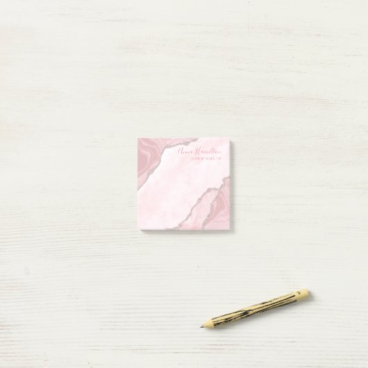 Elegant crème Blush roze geode business Post-it® Notes (Op bureau)