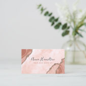 Elegant crème Blush roze geode business Visitekaartje (Staand voorkant)