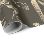 Elegant  Crème Bruin Paard Bloemenpatroon Cadeaupapier (Rol Hoek)