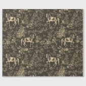 Elegant  Crème Bruin Paard Bloemenpatroon Cadeaupapier (Vlak)
