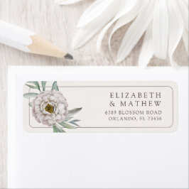 Elegant Crème & Bruine Bloemige Trouwlabel Etiket