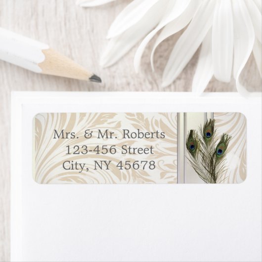 elegant  crème damask peace ock bruiloft etiket (Insitu)