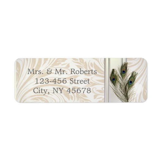 elegant  crème damask peace ock bruiloft etiket (Voorkant)