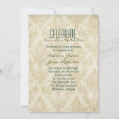 elegant  crème damask peace ock bruiloft kaart (Voorkant)