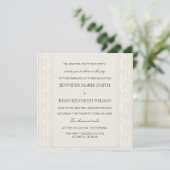 Elegant Creme Damask Wedding Invitation Kaart (Staand voorkant)